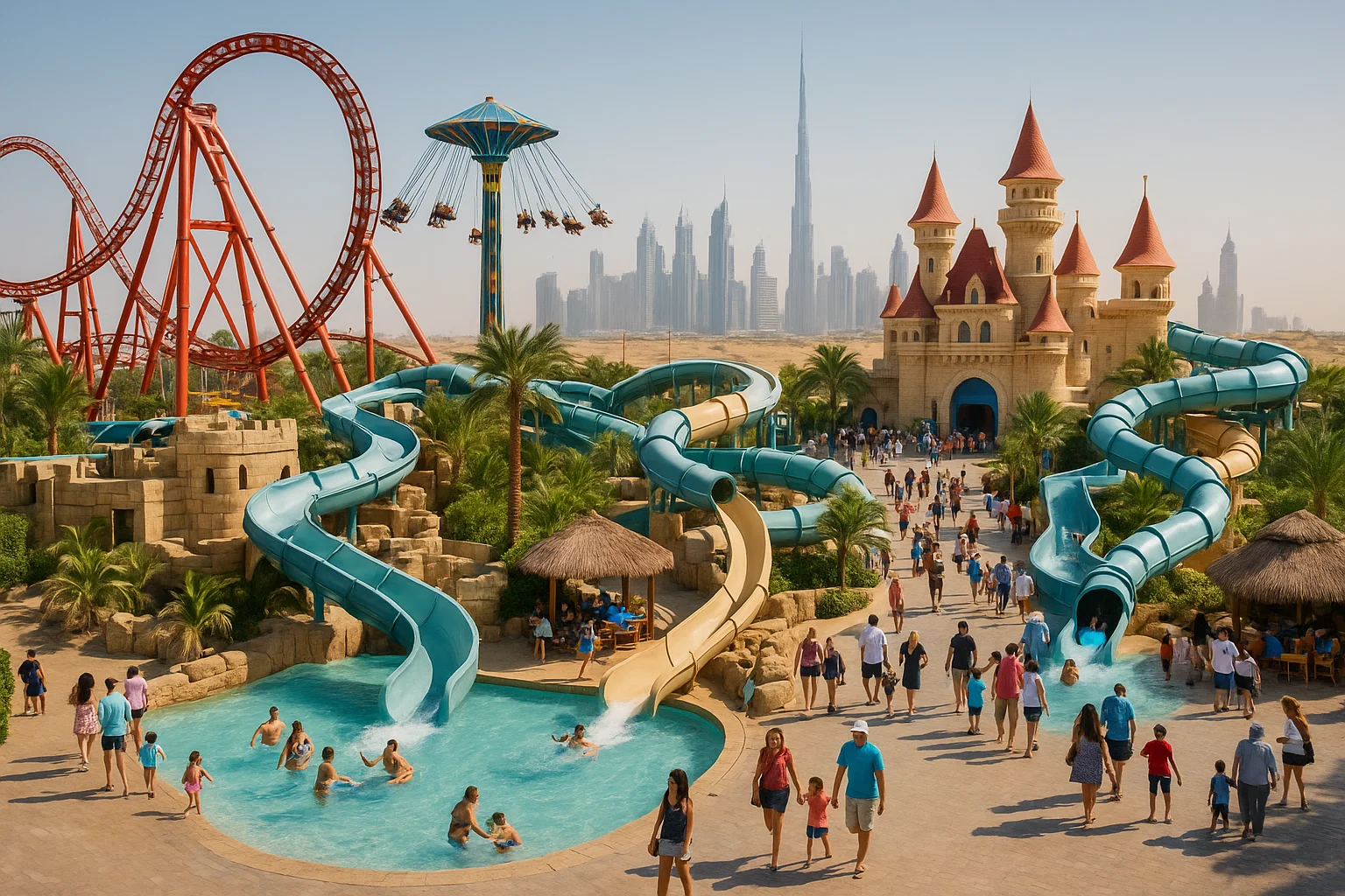 Theme park and water park.